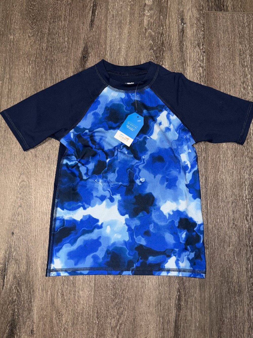 Lands End Swim Shirt Toddler Boys XS 4-5 Blue Beach Rash Guard Kids NWT NEW